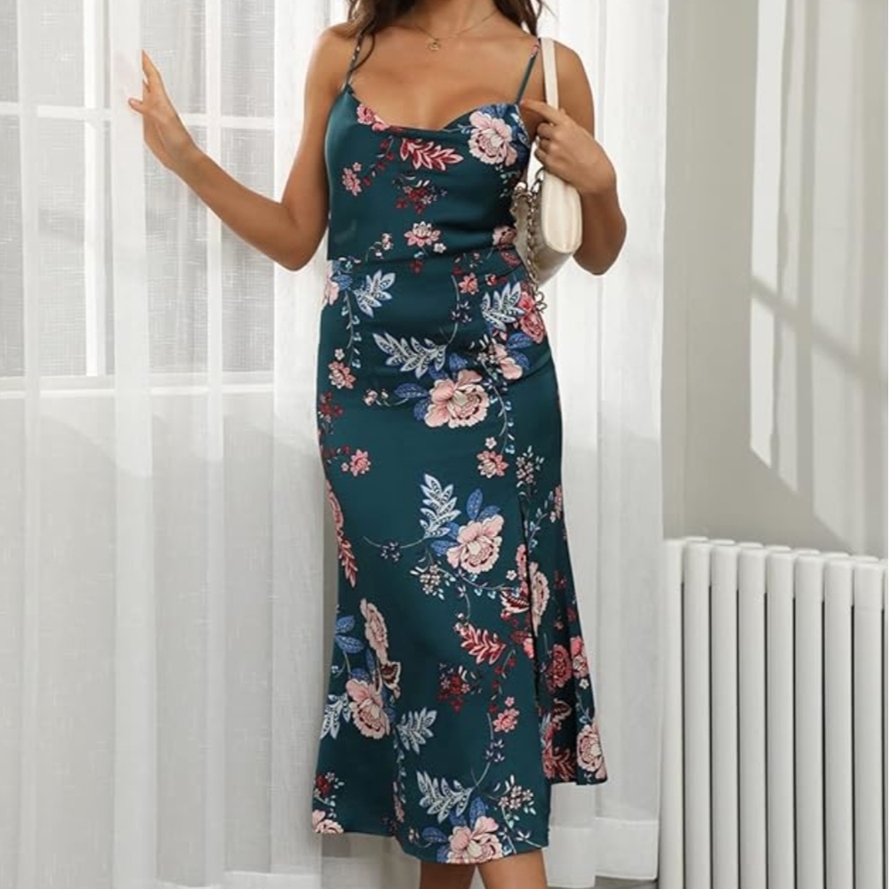 Floral Teal Midi Dress